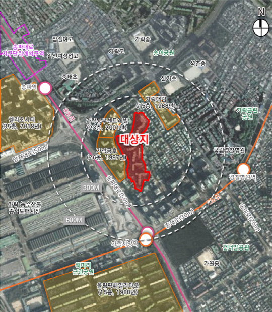 가락우성1차아파트 재건축 위치도. 서울시 제공.